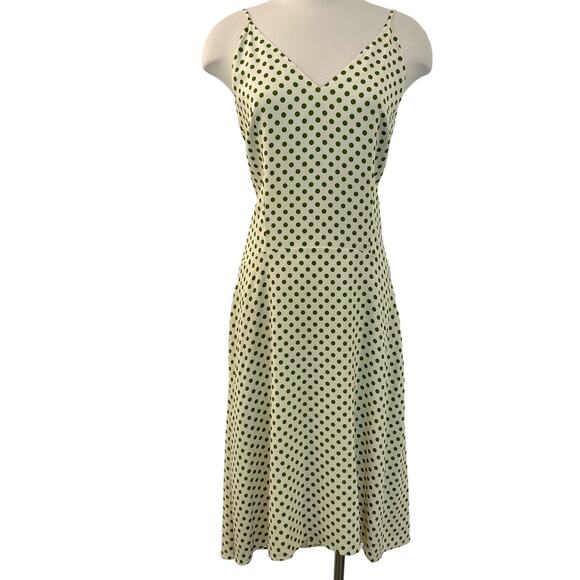 Balenciaga Polka-Dot Slip Dress Knee Length Cream/Green | Size: 44 (US 12) - Picture 1 of 13
